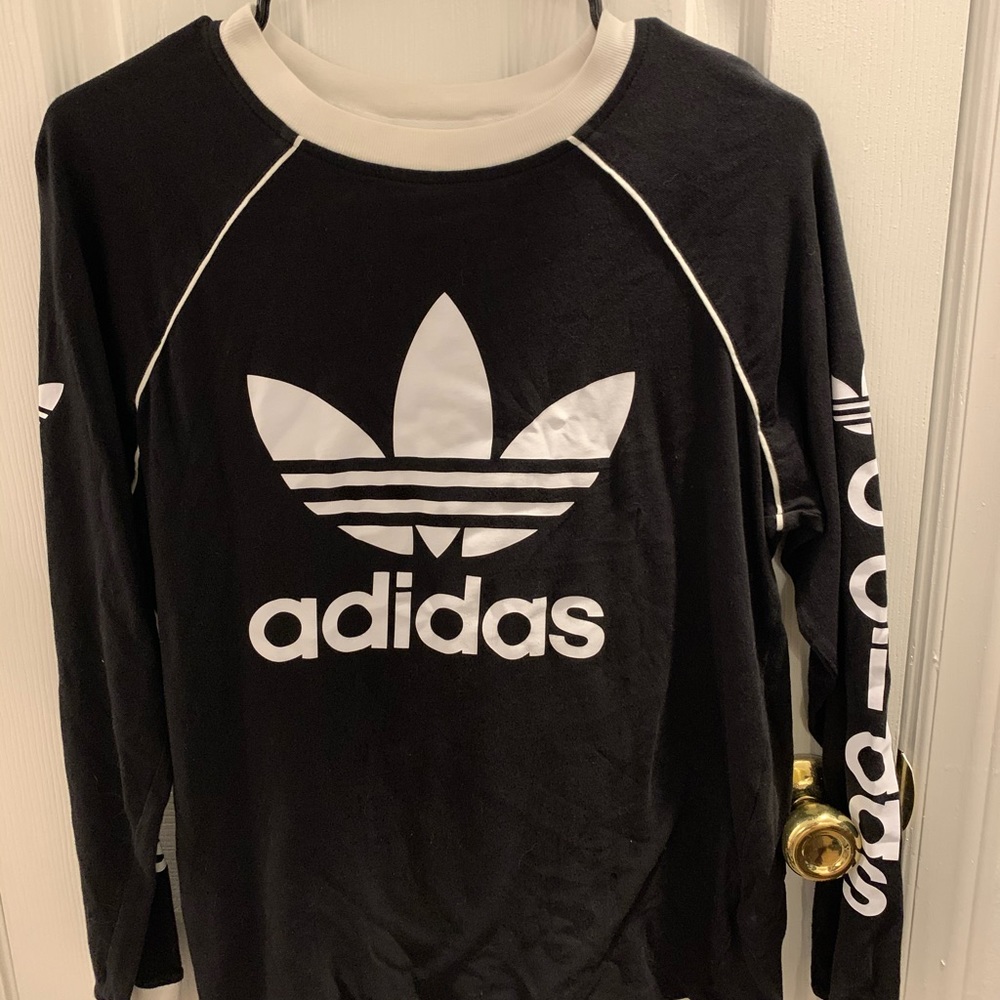 Black and White Adidas long sleeve tee shirt